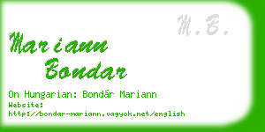 mariann bondar business card